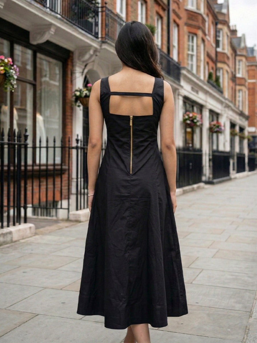 Twilight Noir A-Line Midi Dress