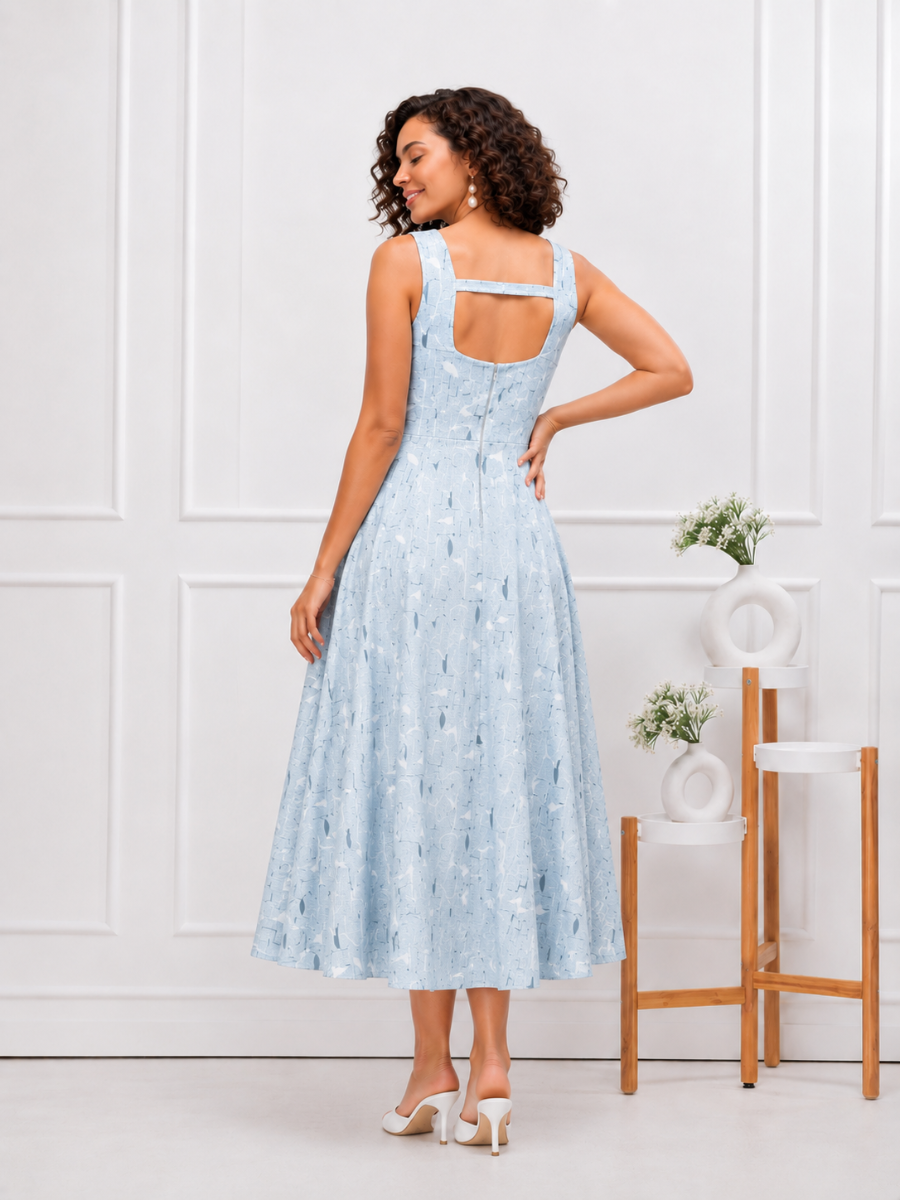 Bluebell Elegance A- Line Midi Dress