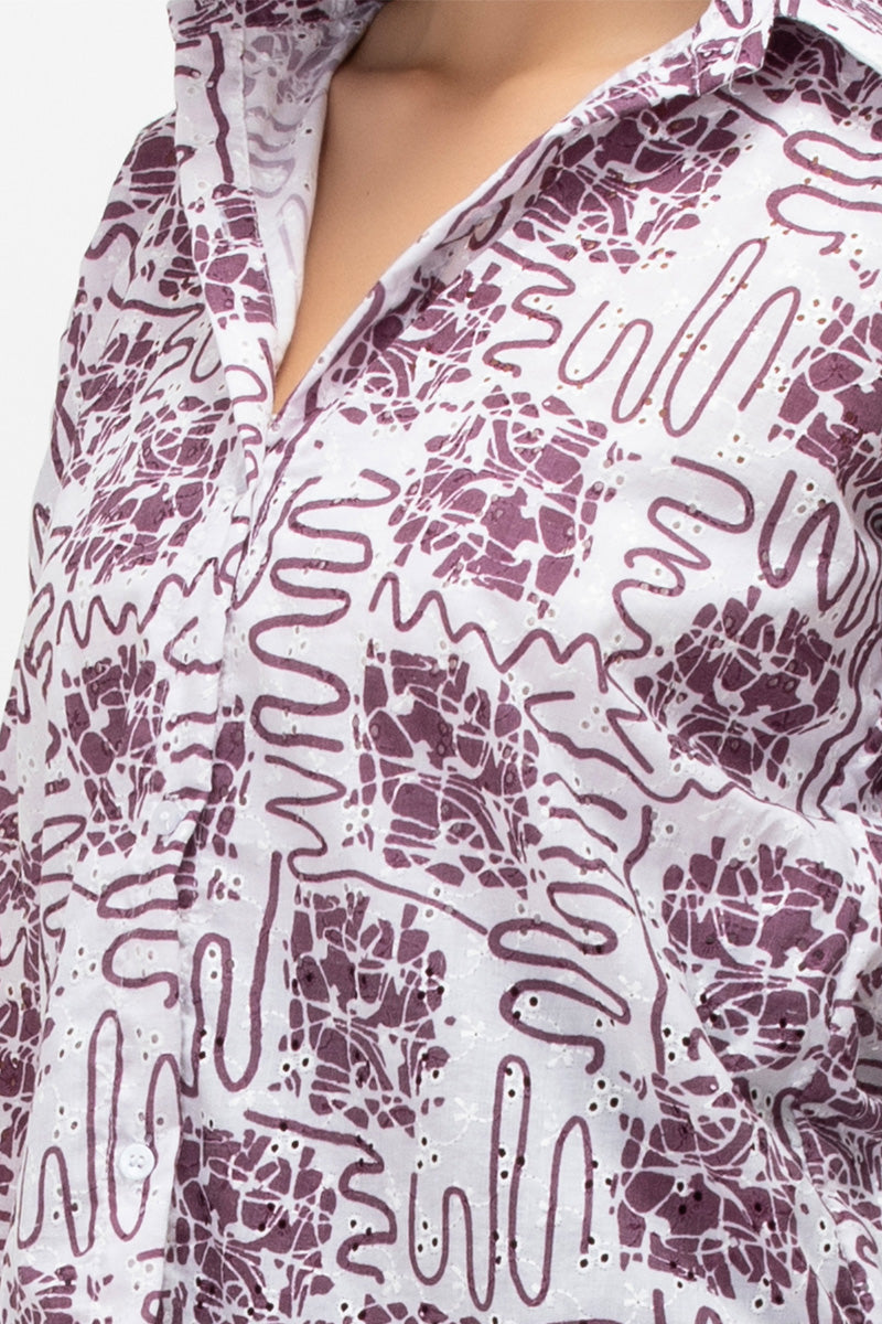 Wine Sketch Cotton Shirt