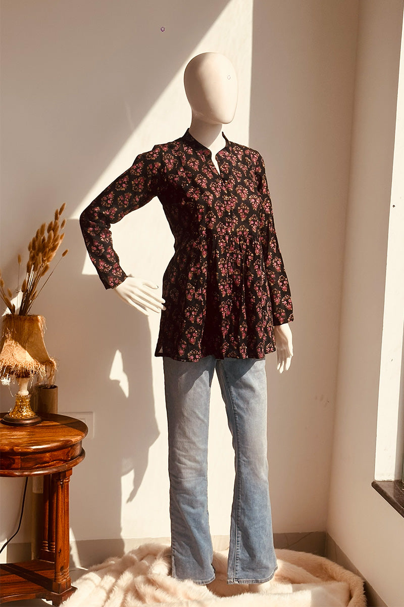 Vintage Petal Flare Cotton Kurti