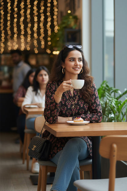 Vintage Petal Flare Cotton Kurti