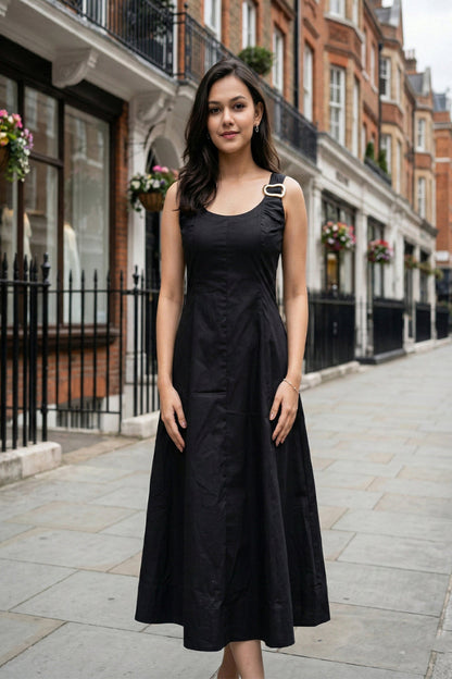 Twilight Noir A-Line Midi Dress