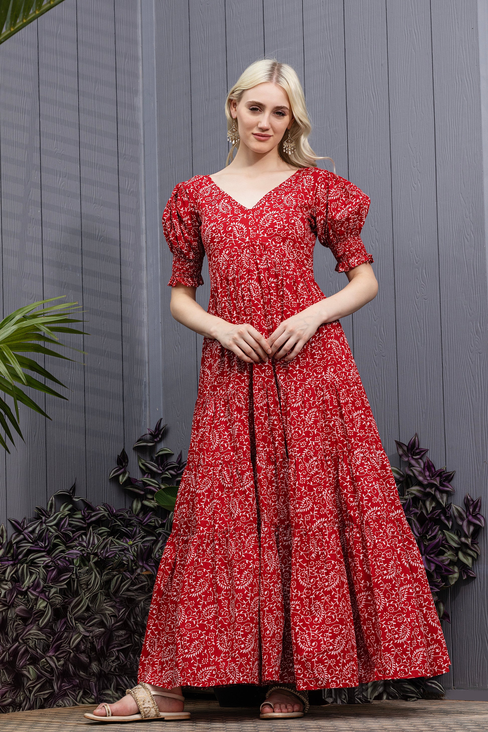 Maroon Mirage Back Tie-Up Fit & Flare Maxi Dress - S Maroon Mirage Back Tie-Up Fit & Flare Maxi Dress - S
