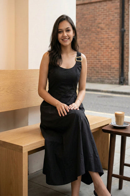 Twilight Noir A-Line Midi Dress