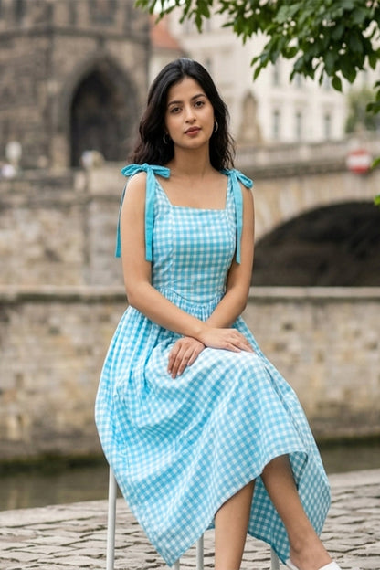 Seafoam Charm Gingham Midi Dress