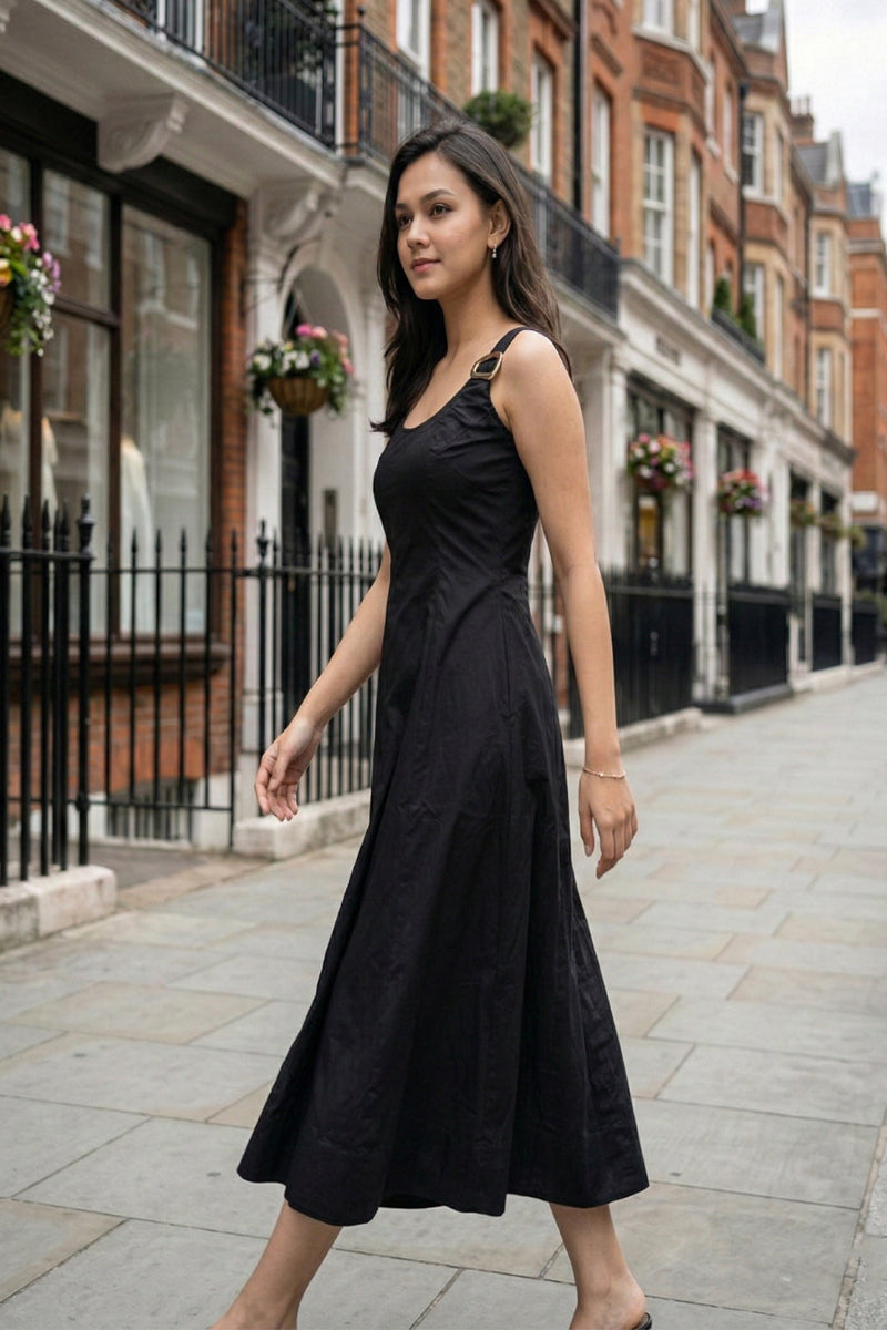 Twilight Noir A-Line Midi Dress