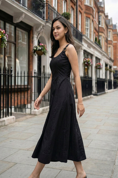 Twilight Noir A-Line Midi Dress