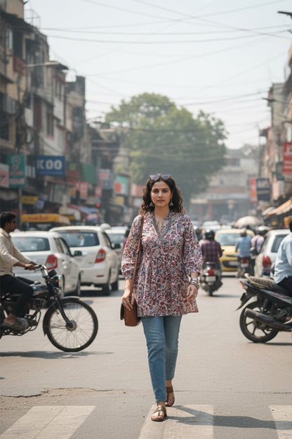 Gulbagh Cotton Peplum Top