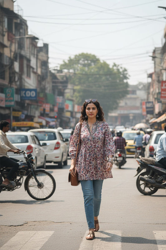 Gulbagh Cotton Peplum Top