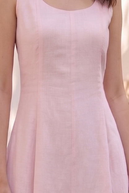 Rosé Charm A-Line Midi Dress