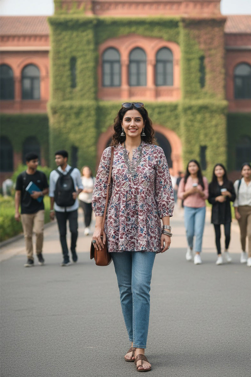 Gulbagh Cotton Peplum Top