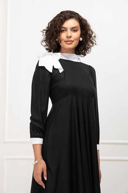 Midnight Grace Vintage Bow-Tie Maxi Dress