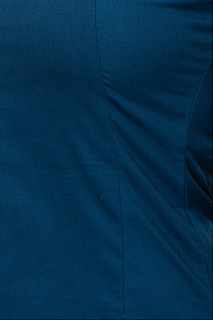 Twilight Teal Cotton A-Line Sleeveless Midi Dress