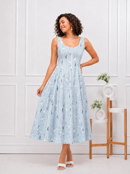 Bluebell Elegance A- Line Midi Dress
