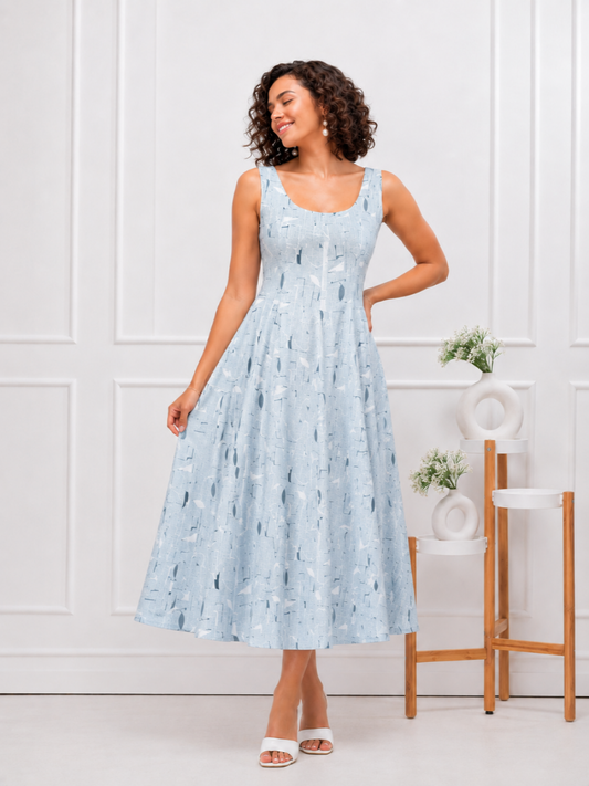 Bluebell Elegance A- Line Midi Dress
