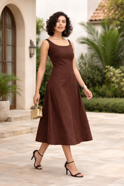 Cocoa Dusk A-Line Midi Dress