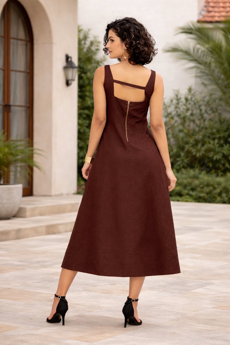 Cocoa Dusk A-Line Midi Dress