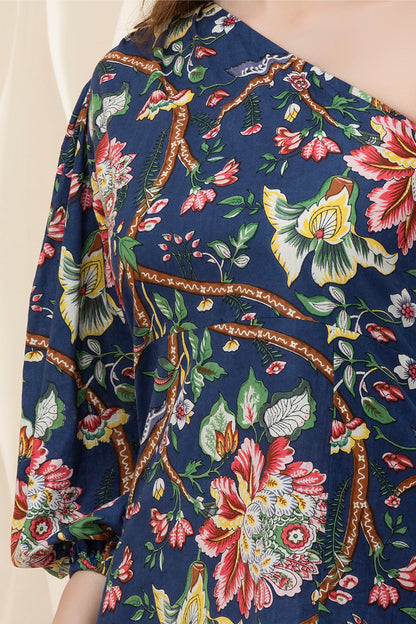 Twilight Bloom Single Shoulder Maxi Dress