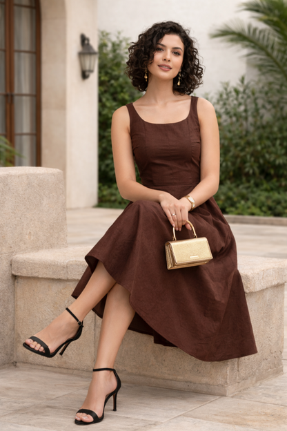 Cocoa Dusk A-Line Midi Dress