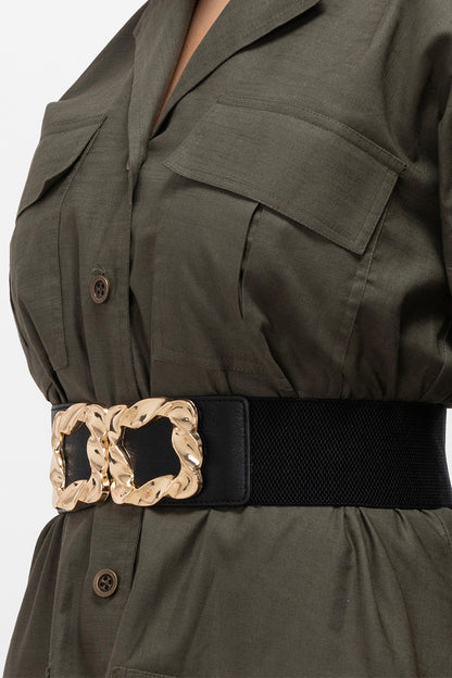 Olive Muse Belted Shirt Dress