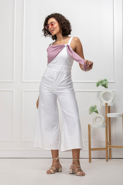 Blush Knot Detail White Jumpsuit