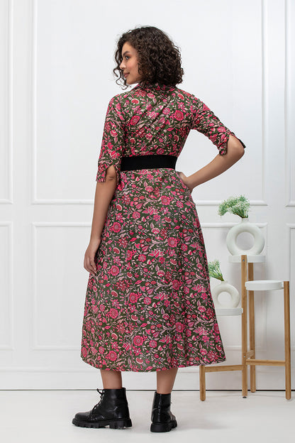 Rustic Rosewood Shirt Midi Dress