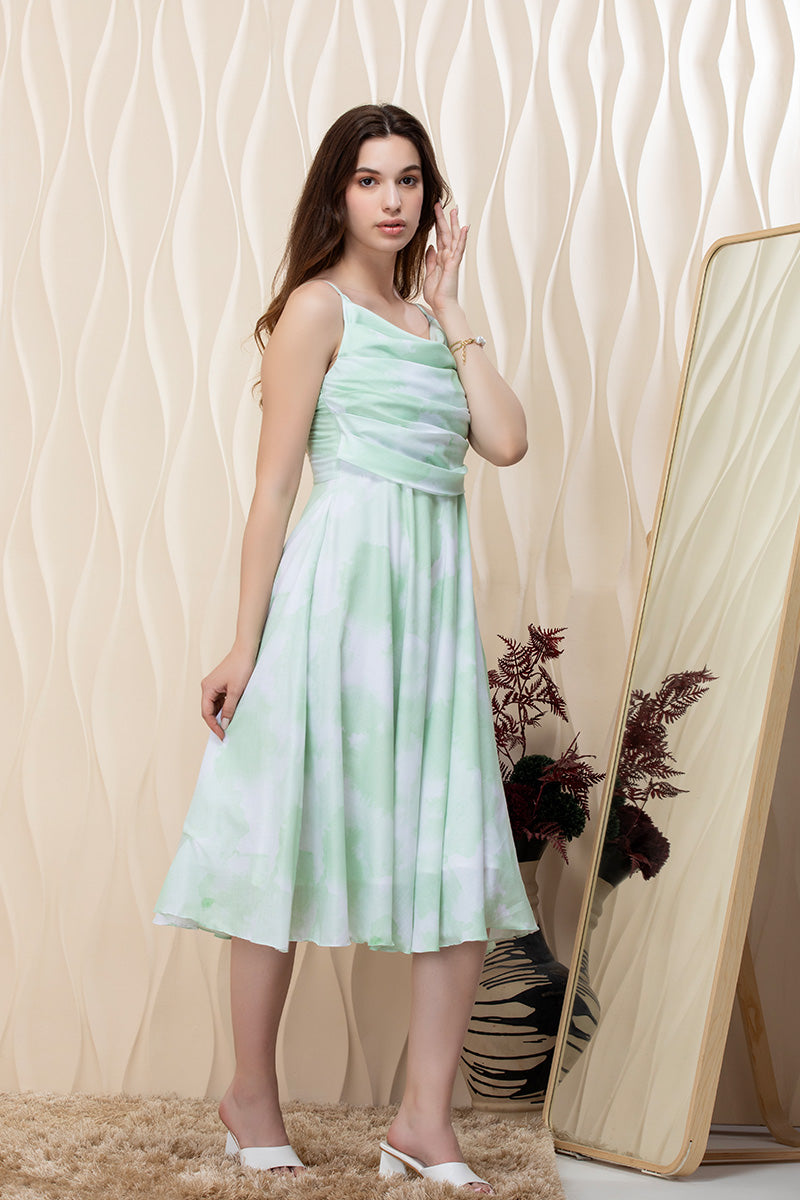 Minty Mist Tie-Dye Midi Dress