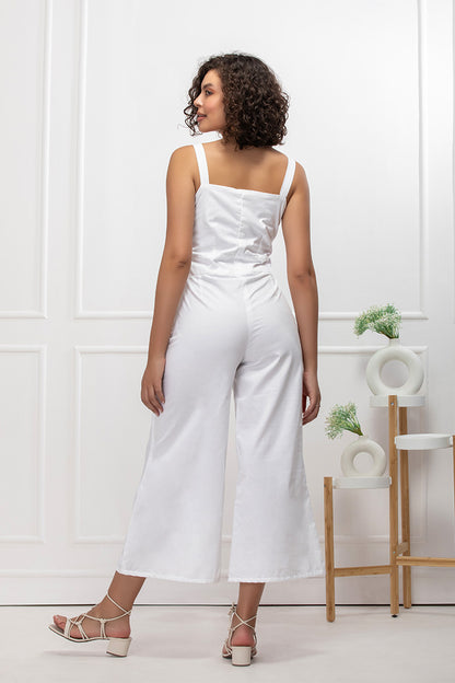 Blush Knot Detail White Jumpsuit