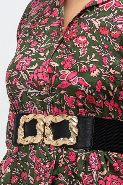 Rustic Rosewood Shirt Midi Dress