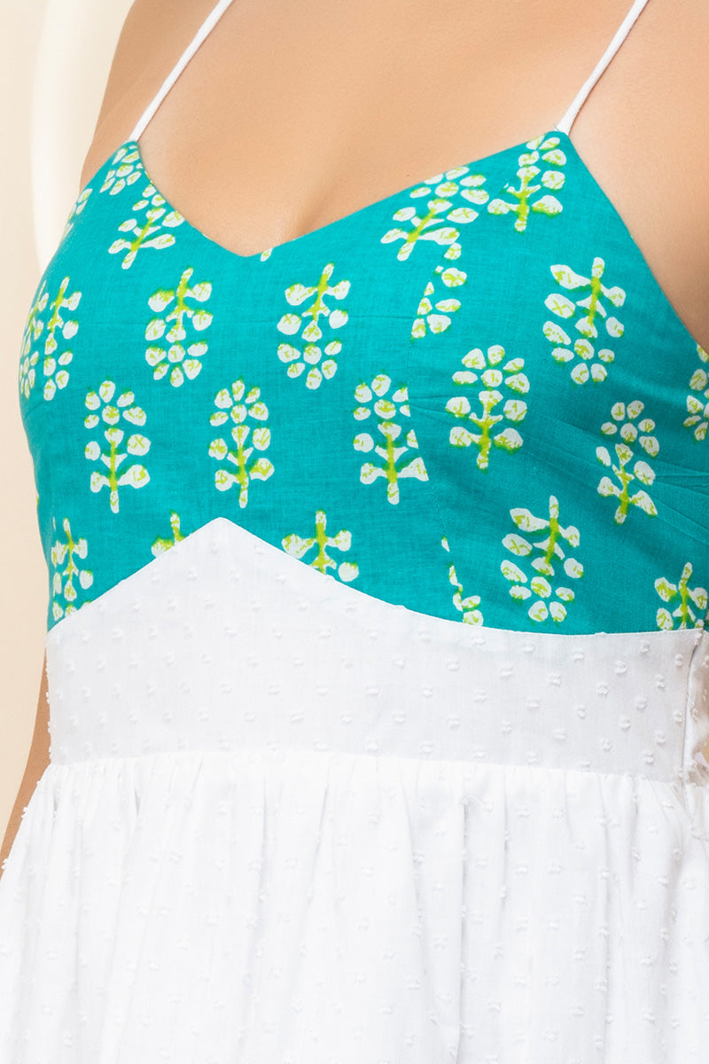 Emerald Bloom Halter Mini Dress