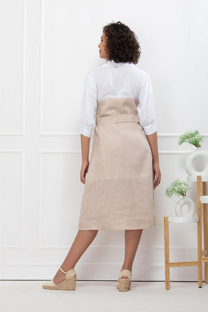 Vanilla Drift Belted Midi Dress