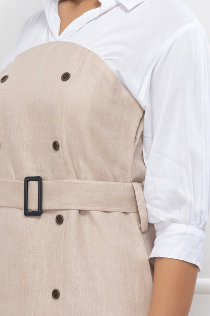 Vanilla Drift Belted Midi Dress