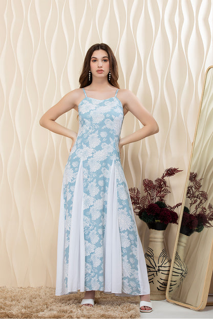 Frost Blossom Panel Maxi Dress