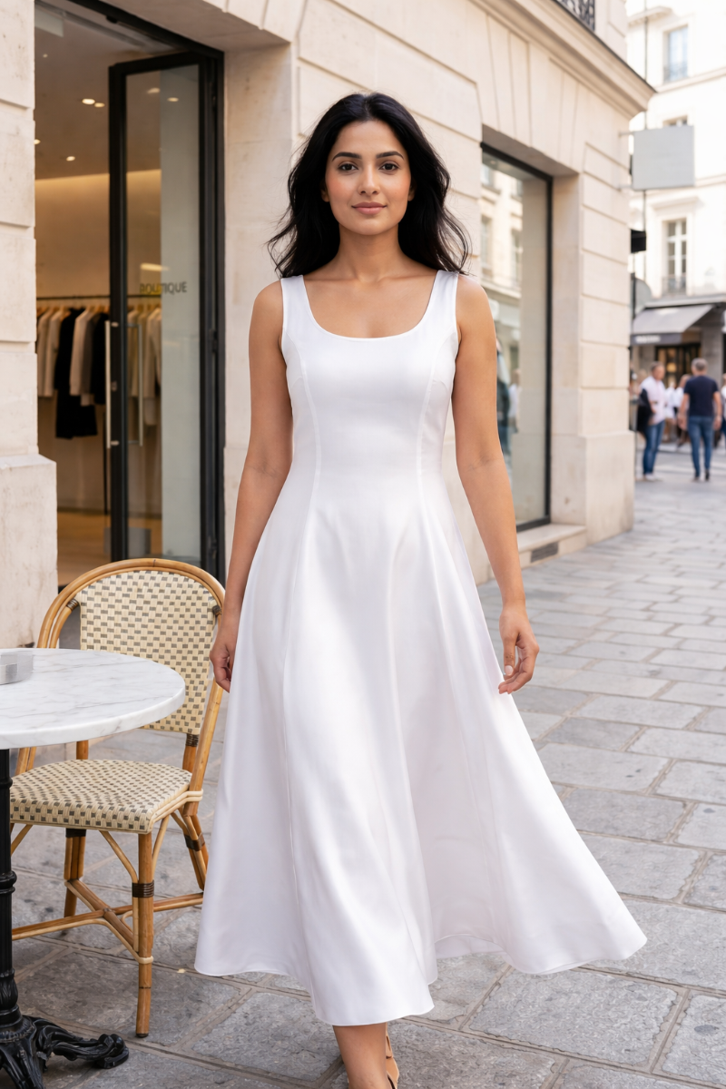 Celeste Ivory A-Line Midi Dress