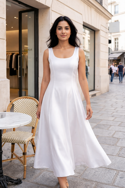 Celeste Ivory A-Line Midi Dress
