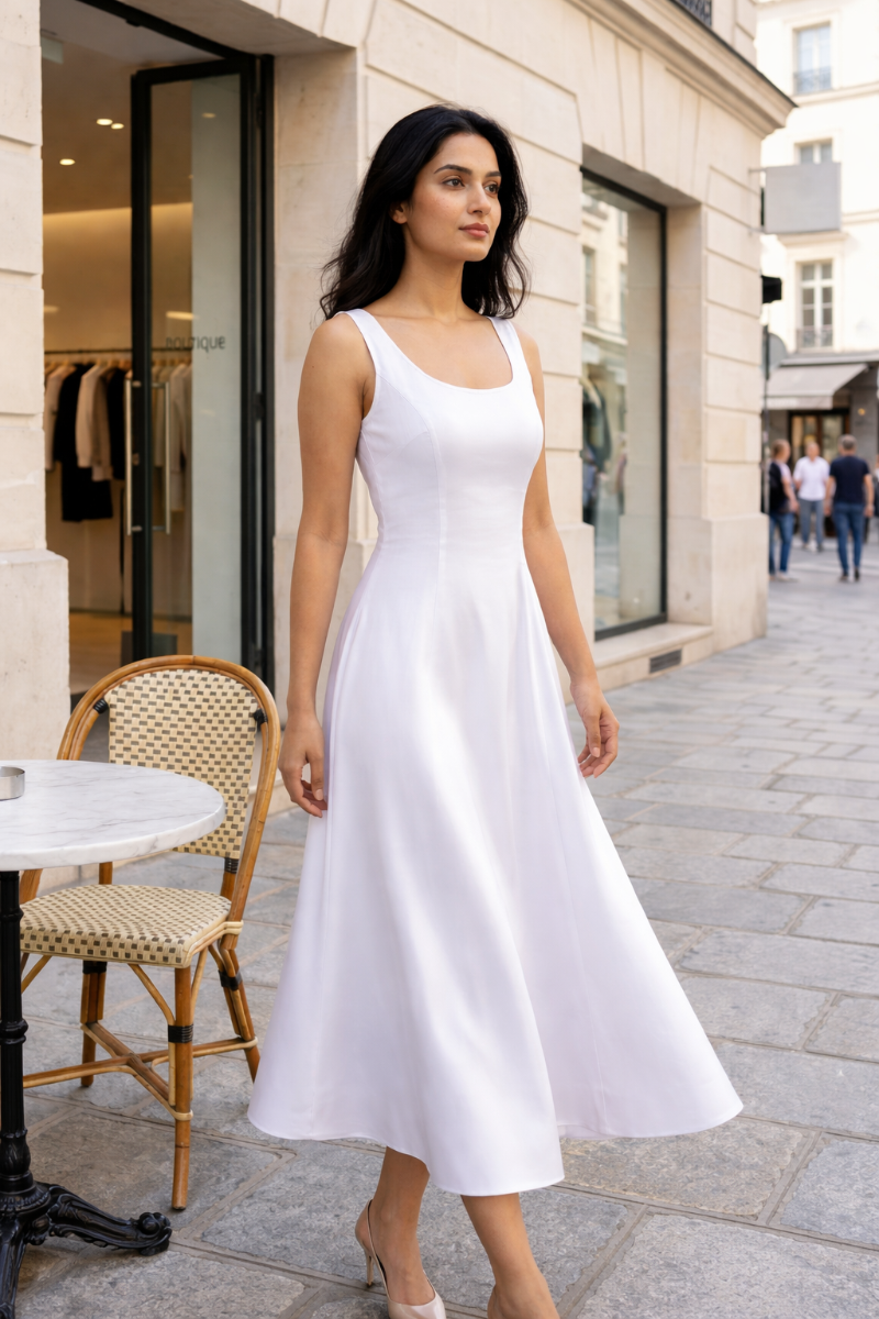Celeste Ivory A-Line Midi Dress