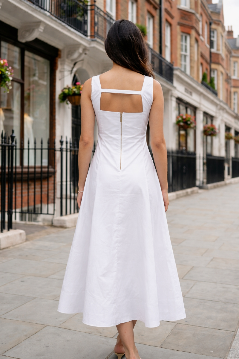 Celeste Ivory A-Line Midi Dress